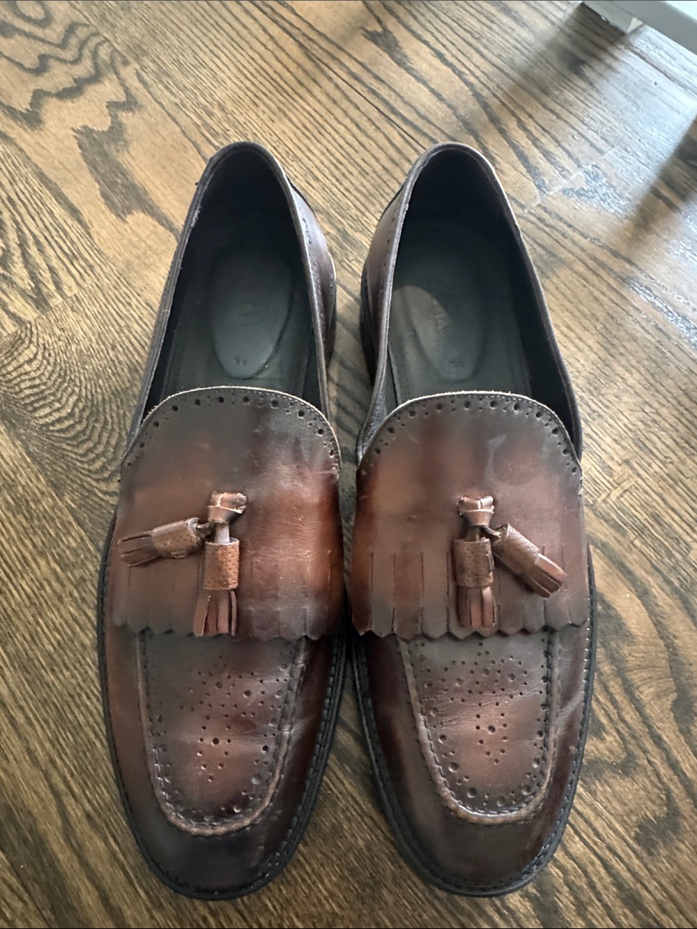 Zara Brown Leather Tassel Kiltie Slip-On Loafers